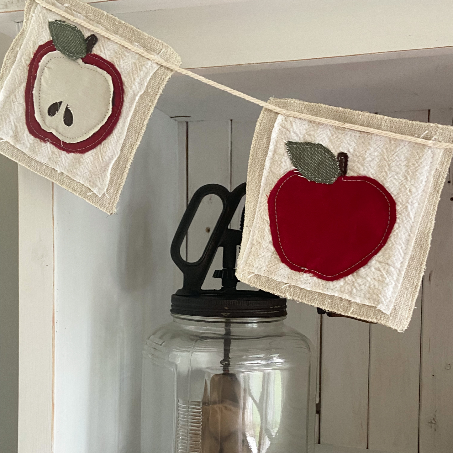 Apple Canvas Bunting Banner Fall Farmhouse Decor 4-foot