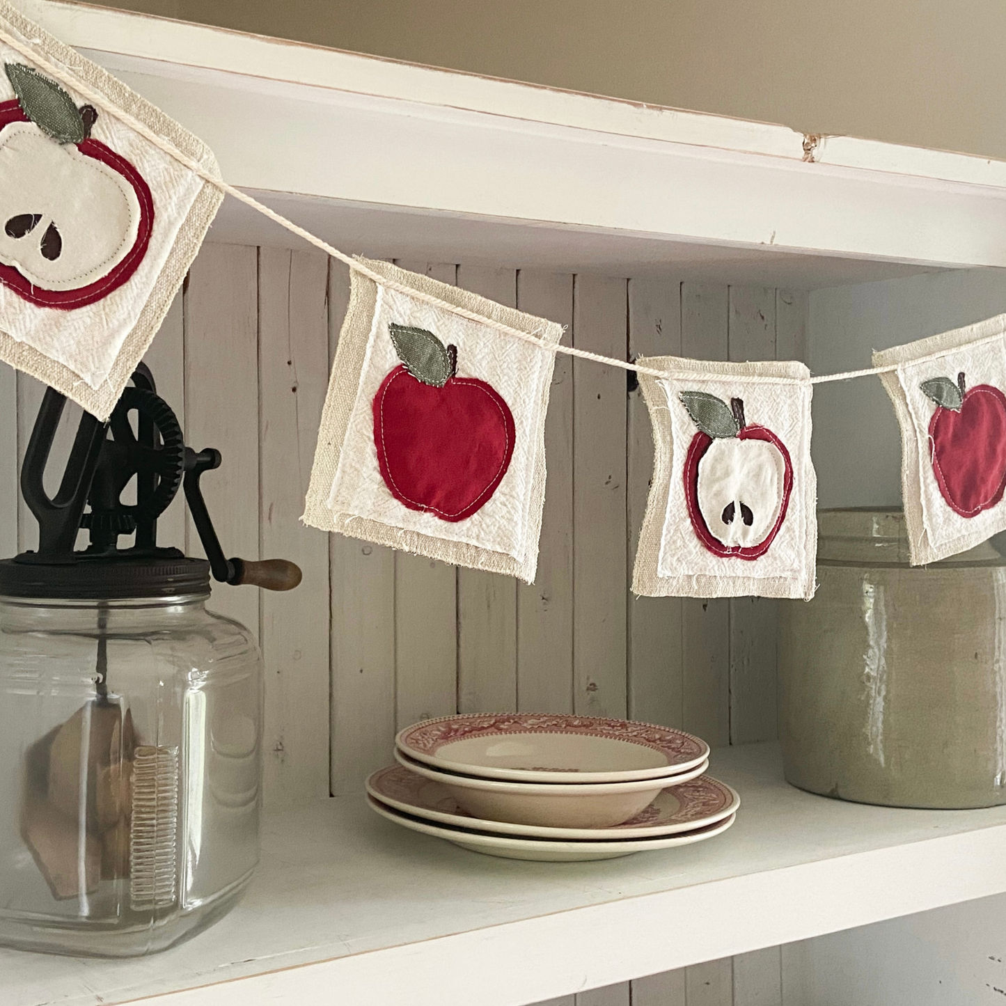 Apple Canvas Bunting Banner Fall Farmhouse Decor 4-foot