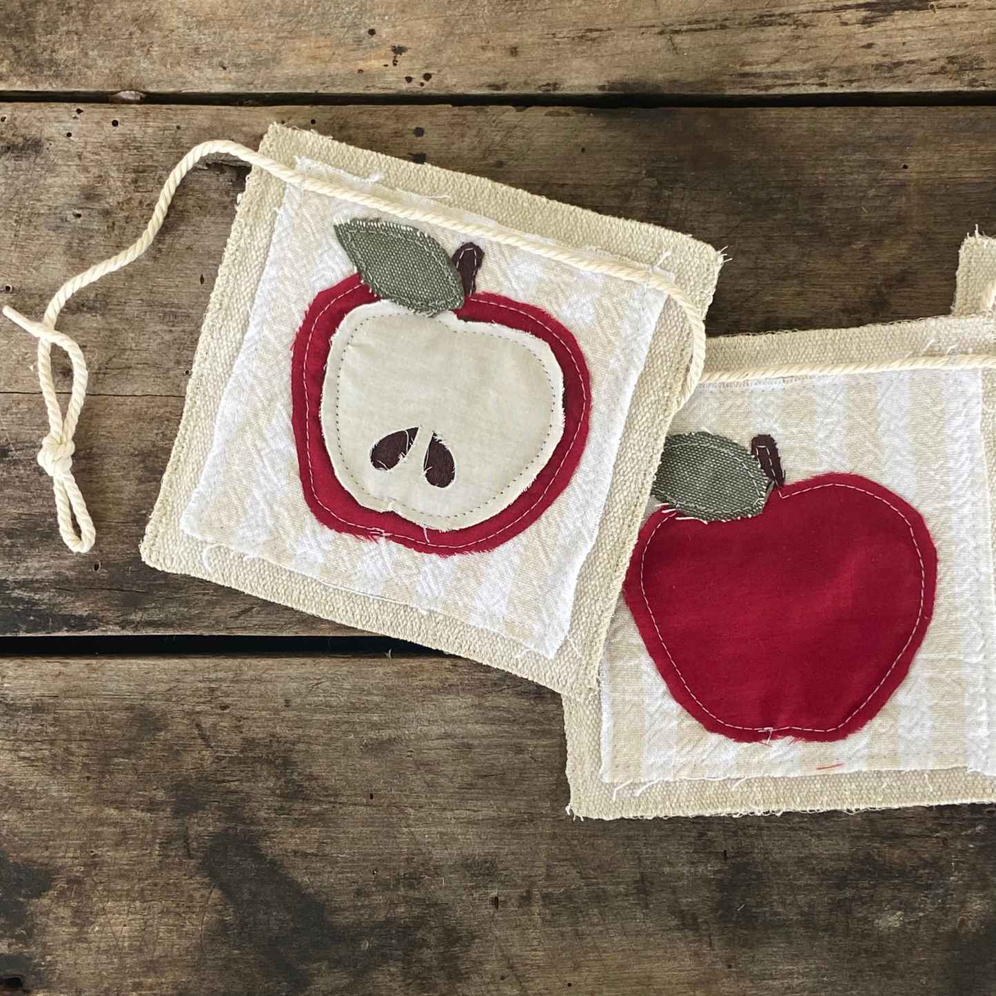 Apple Canvas Bunting Banner Fall Farmhouse Decor 4-foot