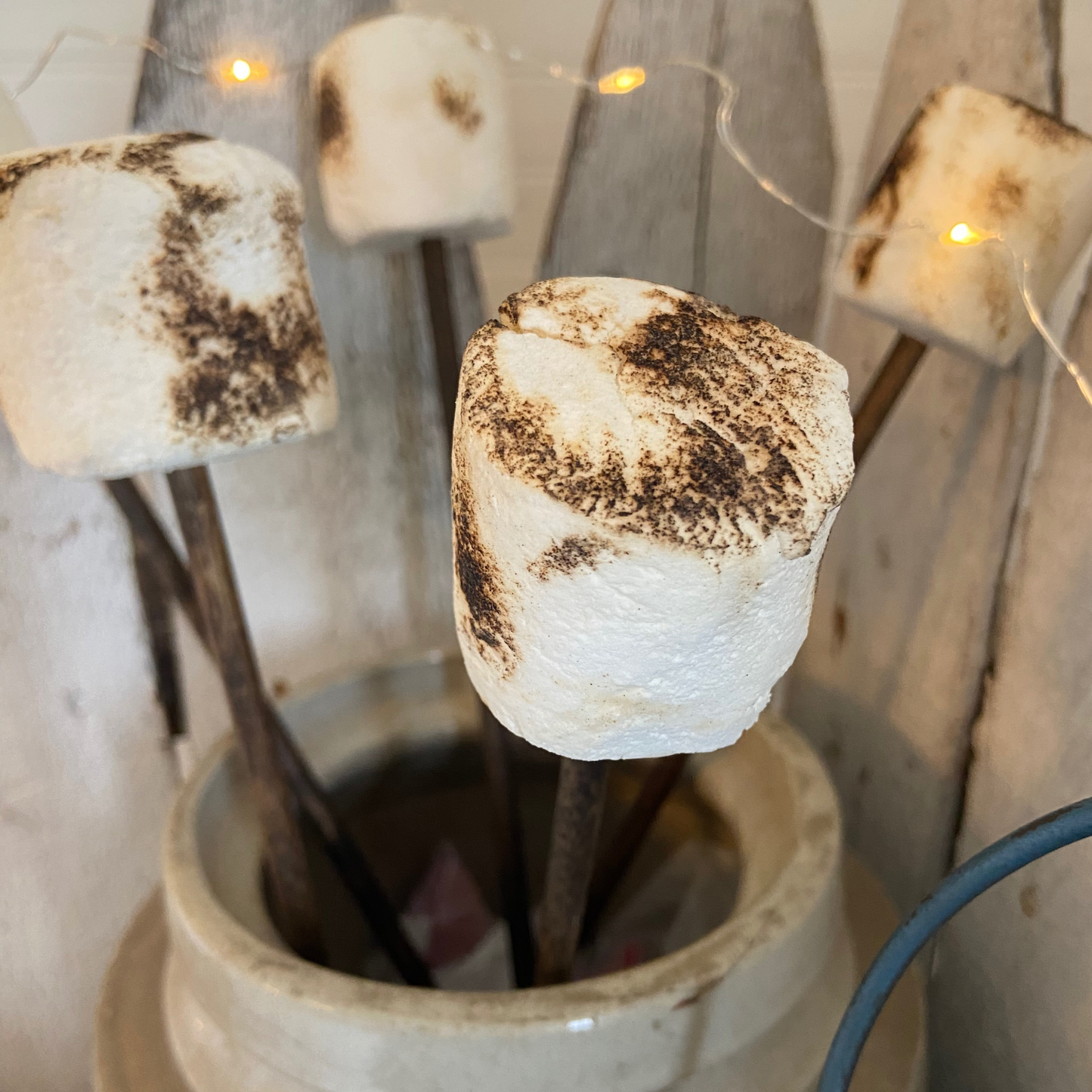 Toasted Marshmallows on Stick for Summer, Camping, Farmhouse Decor