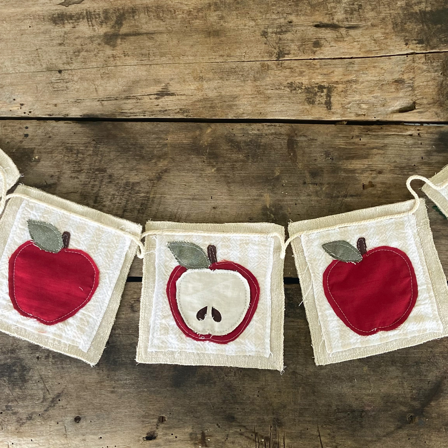 Apple Canvas Bunting Banner Fall Farmhouse Decor 4-foot