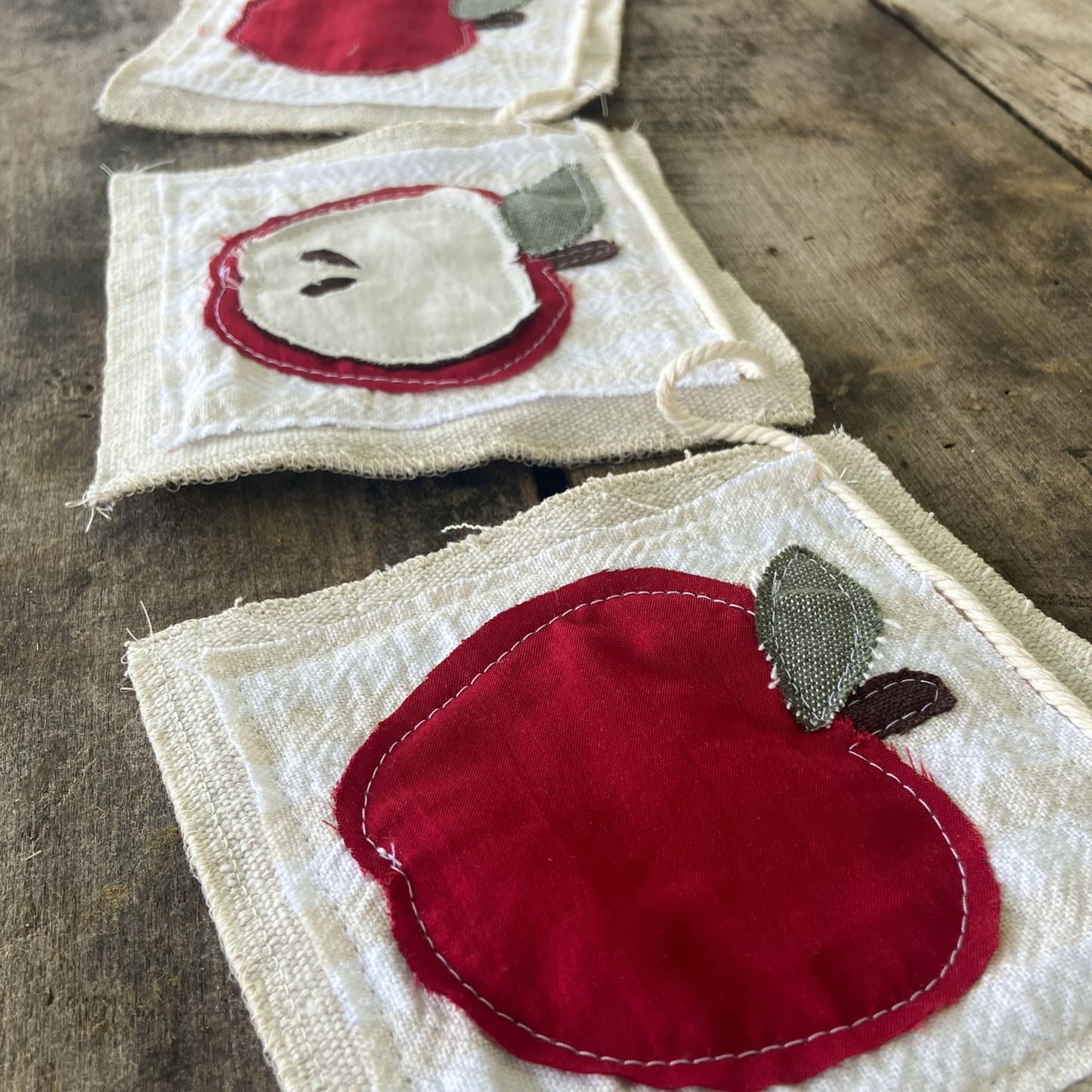 Apple Canvas Bunting Banner Fall Farmhouse Decor 4-foot