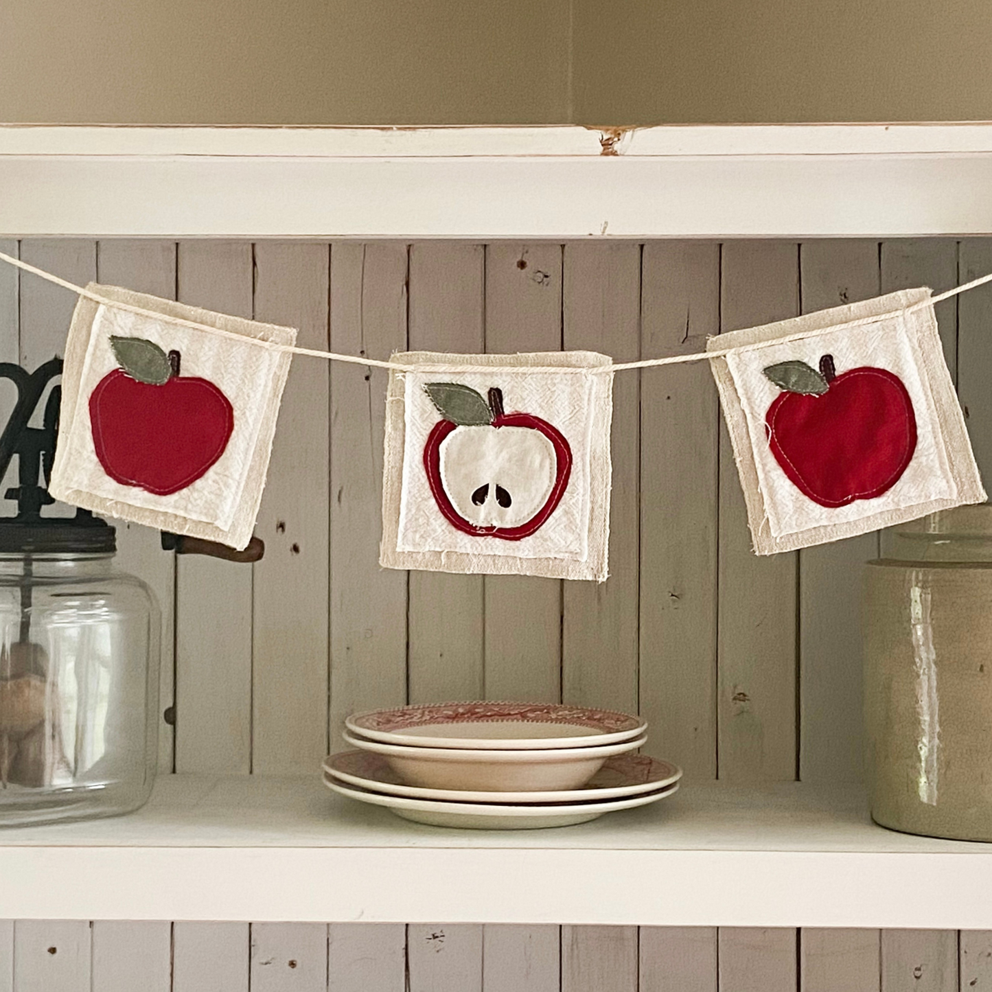 Apple Canvas Bunting Banner Fall Farmhouse Decor 4-foot