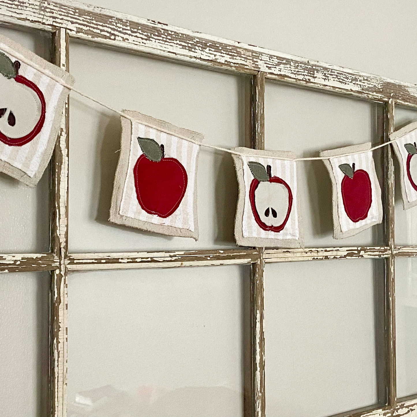 Apple Canvas Bunting Banner Fall Farmhouse Decor 4-foot