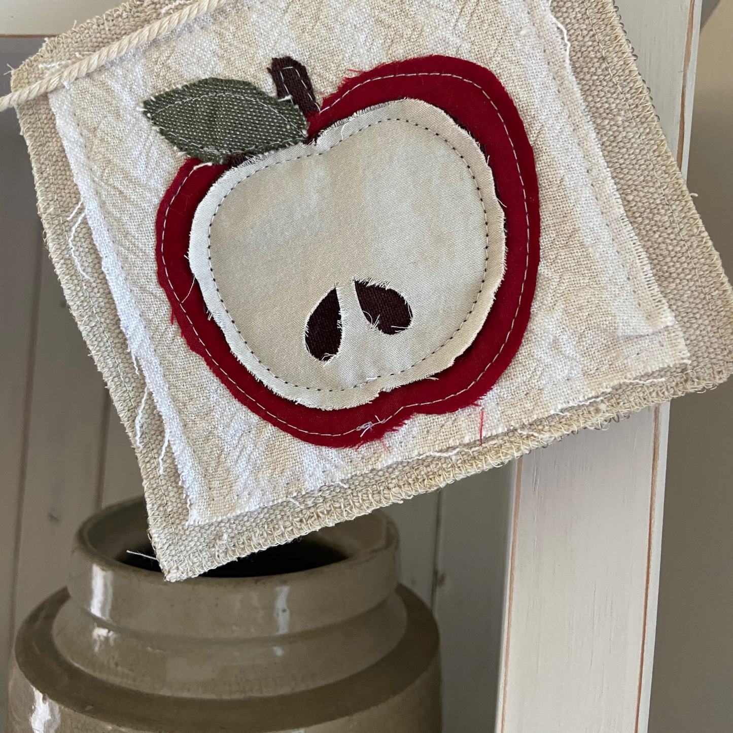 Apple Canvas Bunting Banner Fall Farmhouse Decor 4-foot