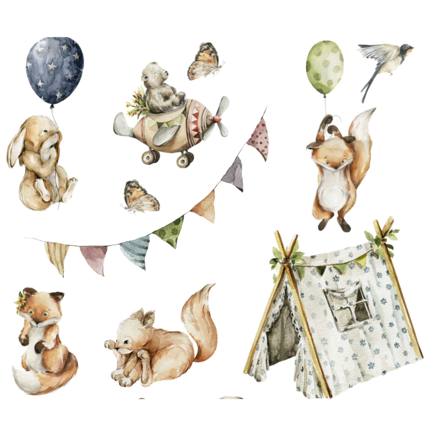 Spring Woodland Animals Waterproof Stickers Set