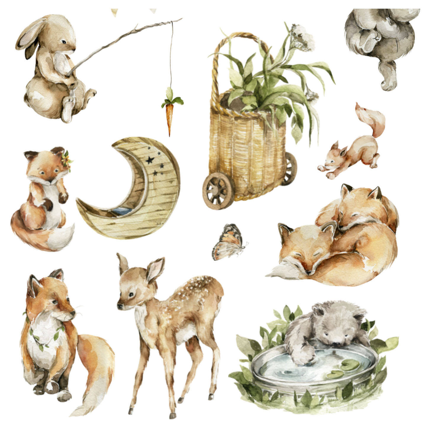 Spring Woodland Animals Waterproof Stickers Set