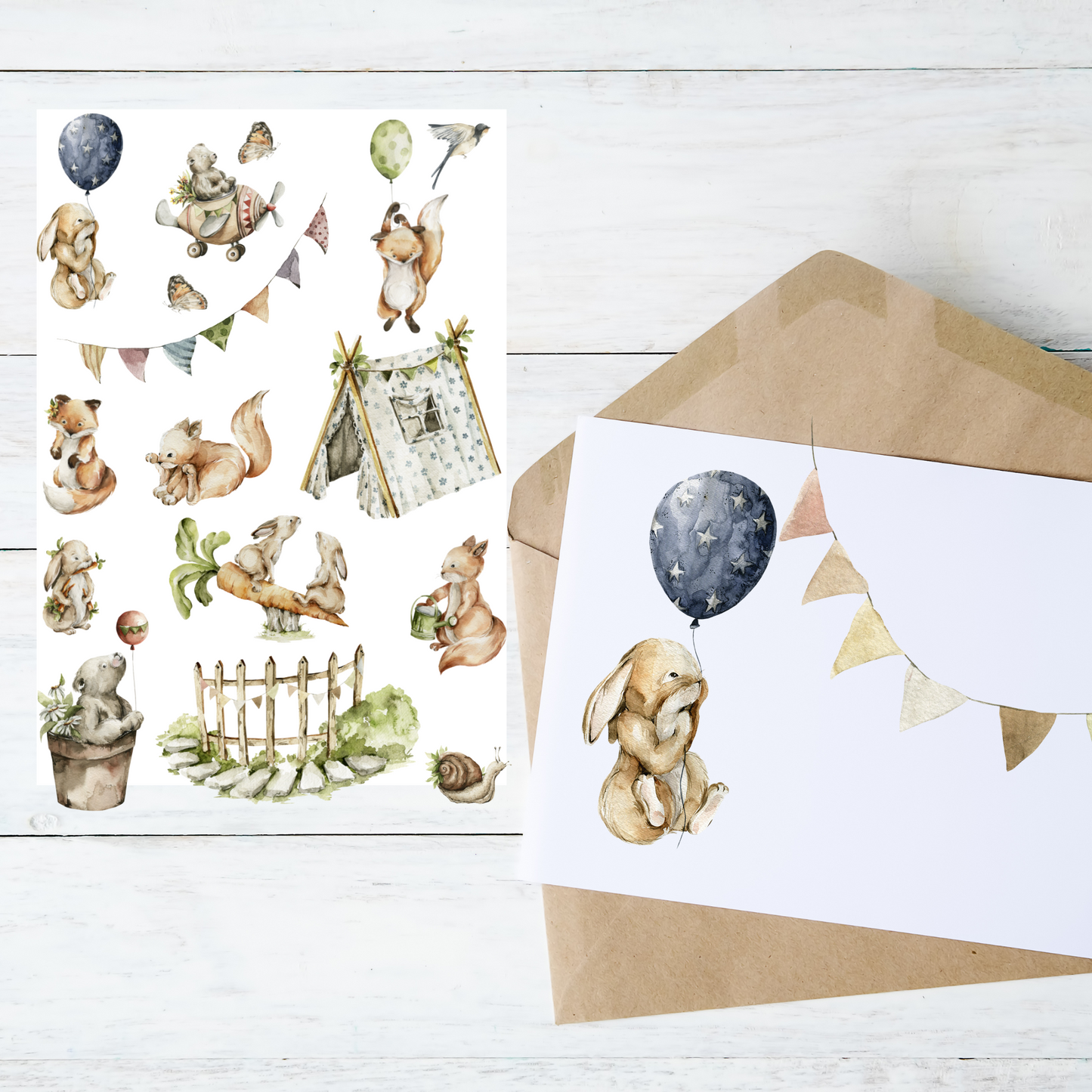 Spring Woodland Animals Waterproof Stickers Set