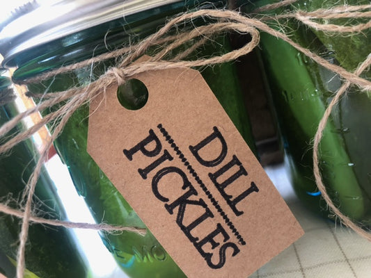 Dill Pickle Pint Size Canning Jar Natural Tags with Jute
