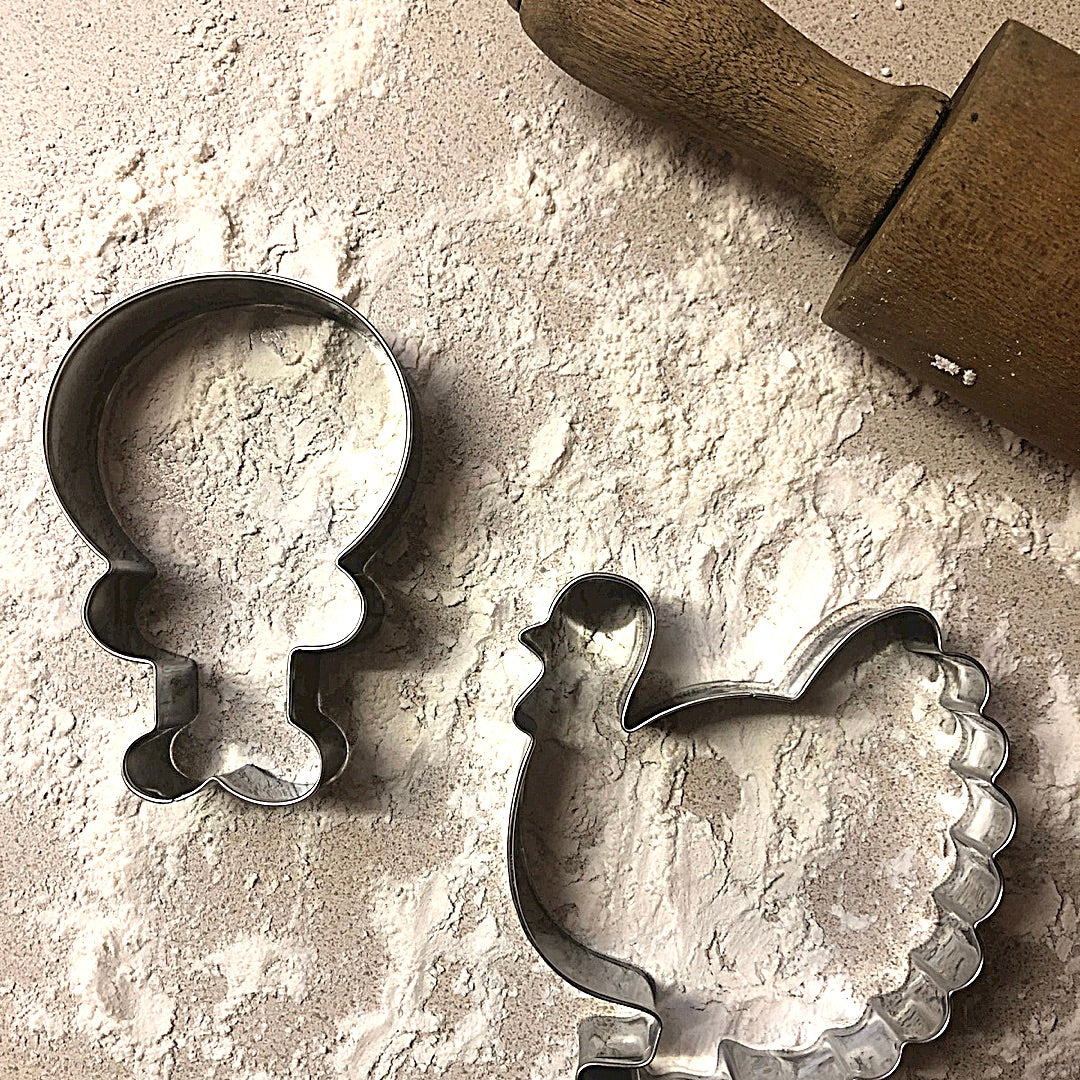Set of 2 Turkey & Drumstick Stainless Steel Cookie Cutters - Must-Have Tools for Thanksgiving Cookie Making or Unique Fall Hostess Gift