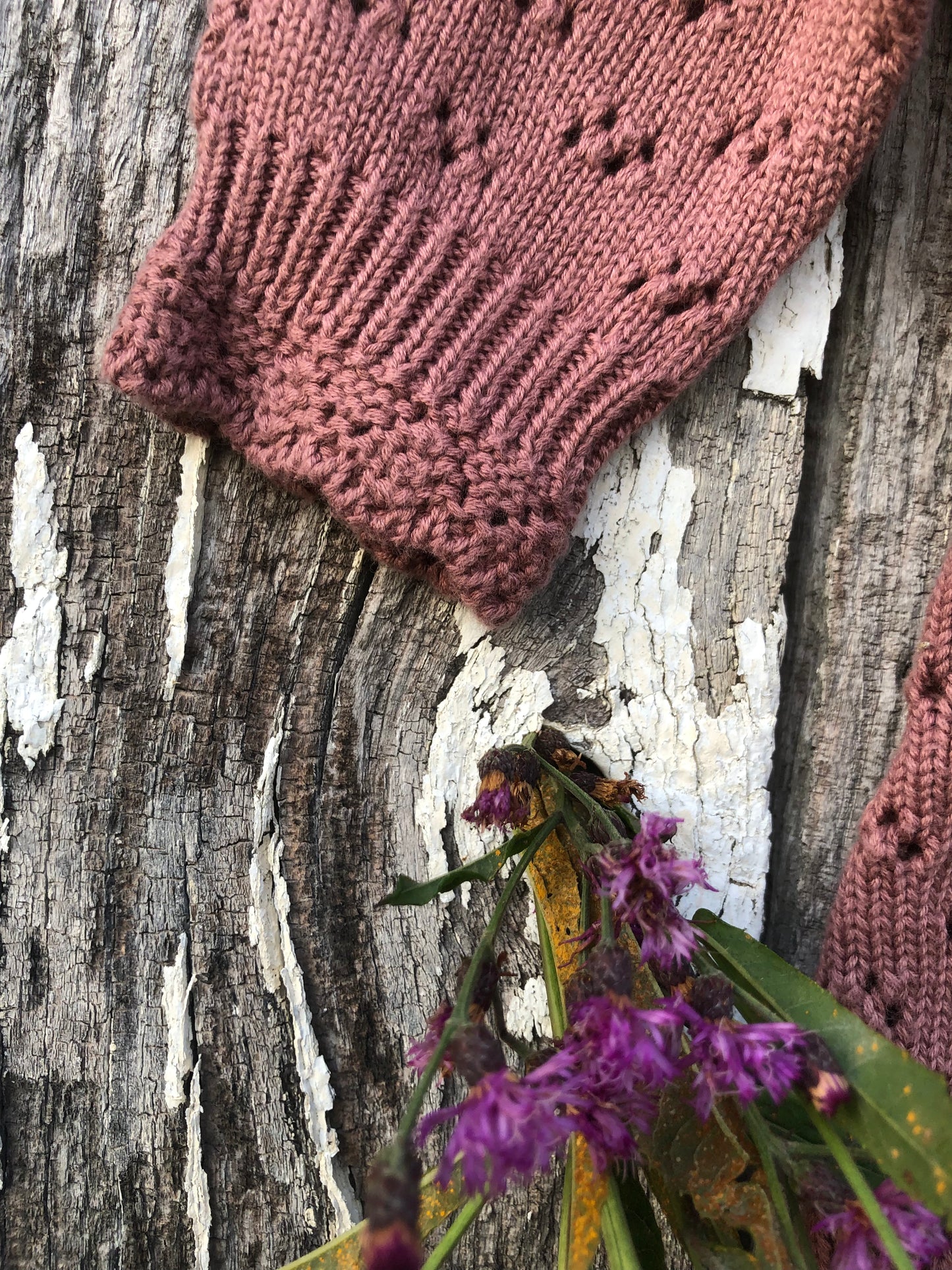Plum Knitted Romper with Matching Bonnet