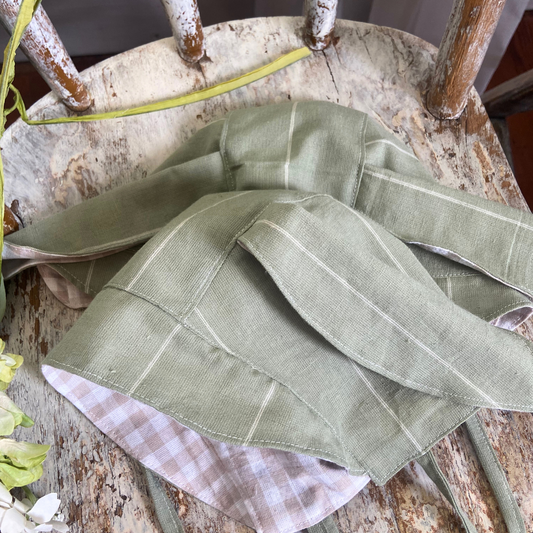 Green & White Stripe Spring Baby Bunny Bonnet