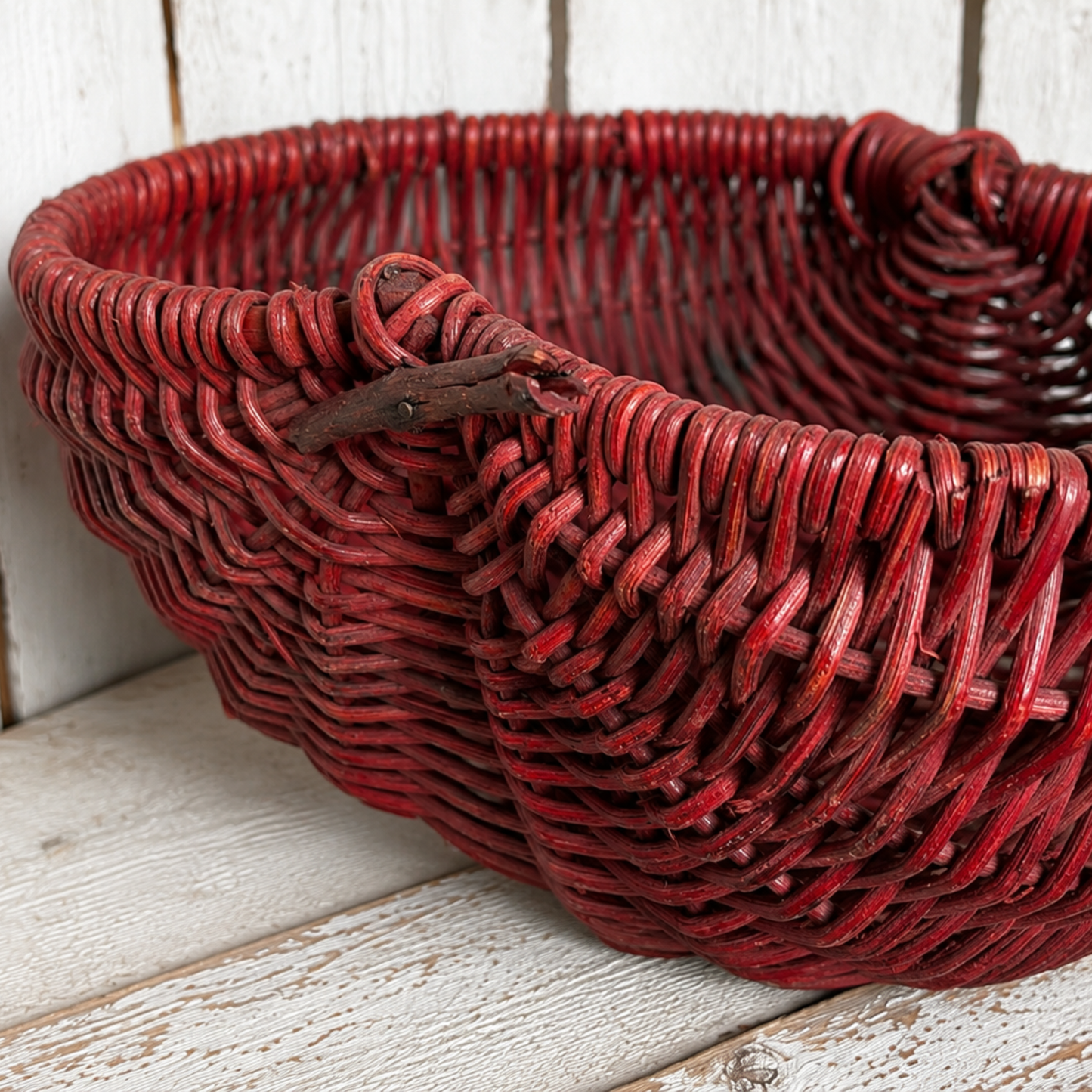Vintage Red Apple-Shaped Basket