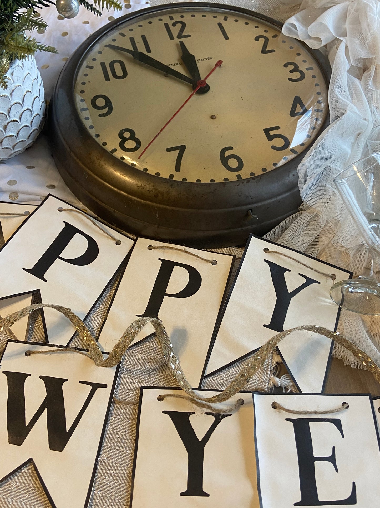 Happy New Year Vintage-Inspired Paper Pennant Banner Digital Download