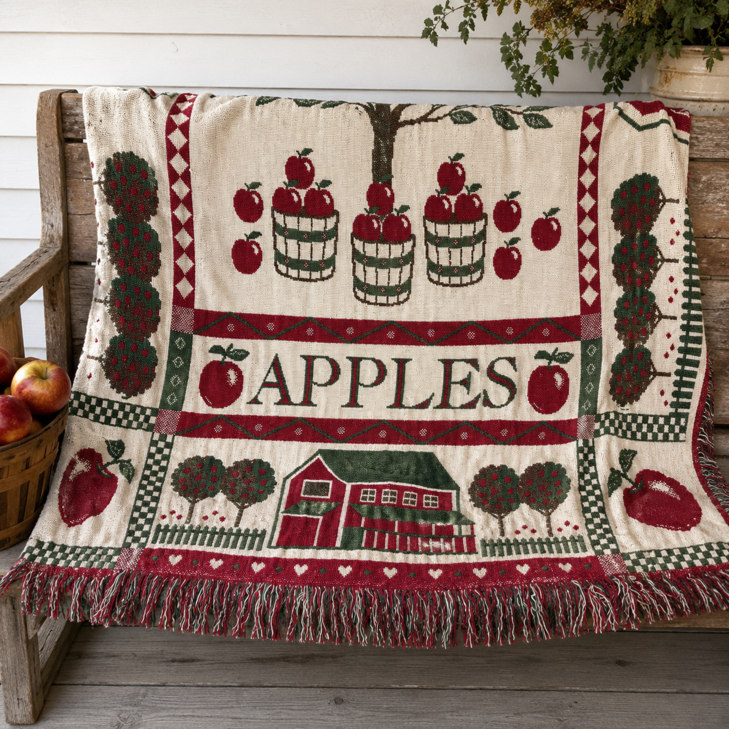Vintage Apple Tapestry Throw Blanket