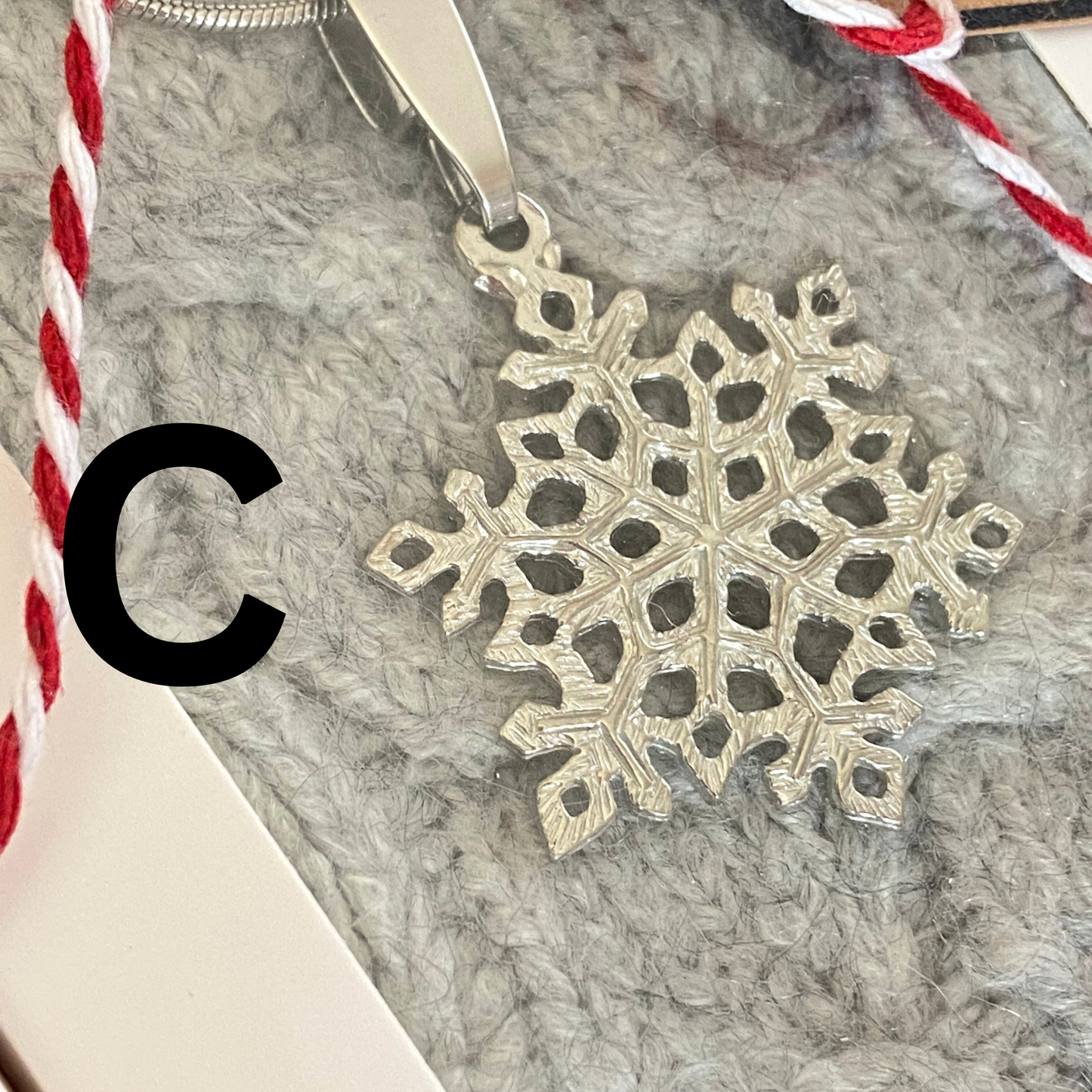 Small Pewter Snowflake Pendant w/ 26" Adjustable Rhodium Chain