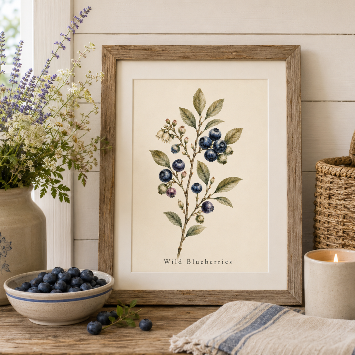 Wild Blueberries Botanical Print