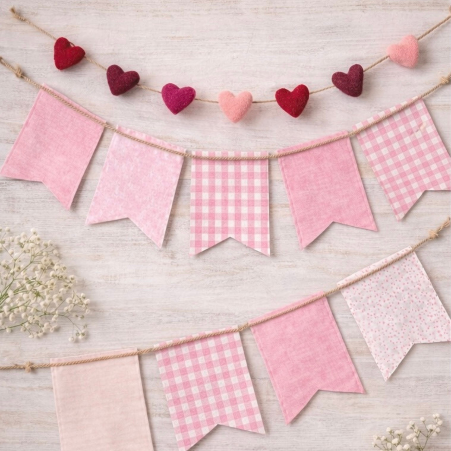 Shades of Pink Valentine Fabric Banner – 4 ft