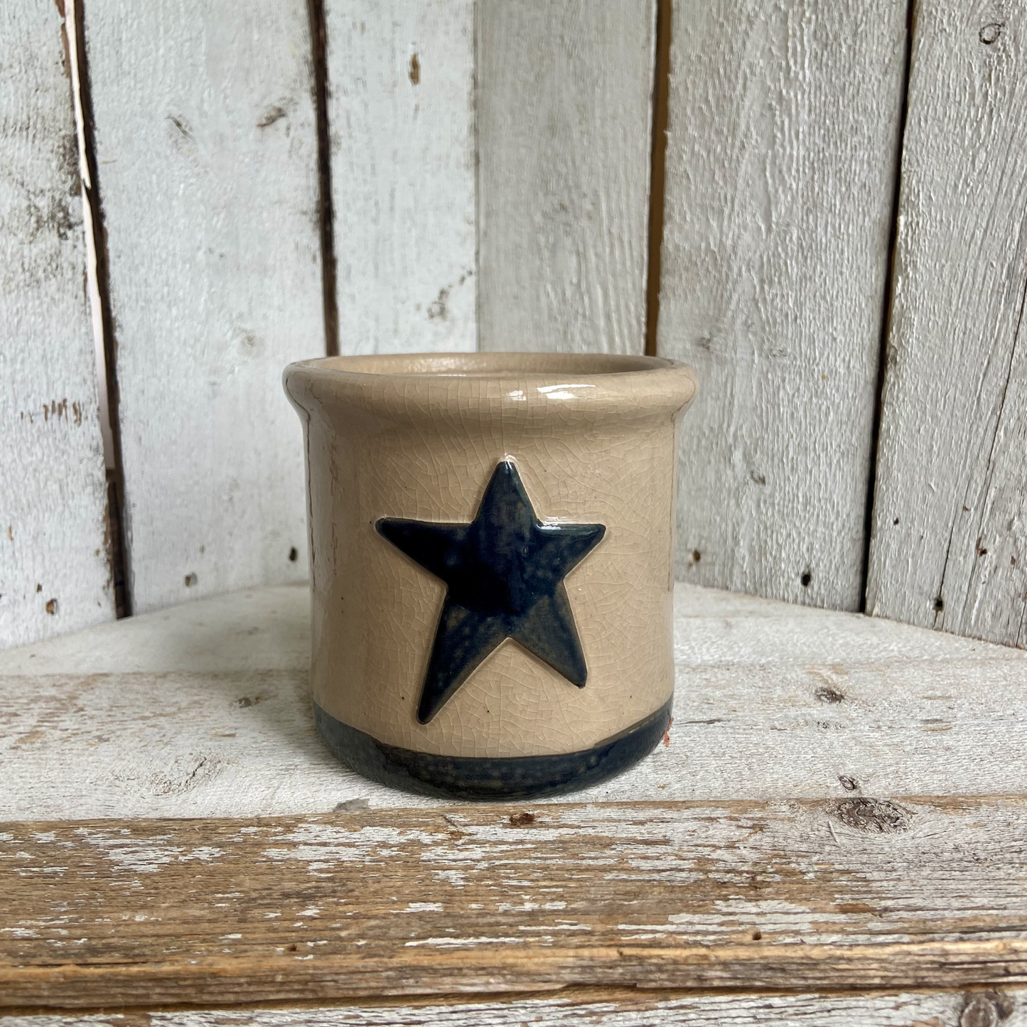 Small Vintage Stoneware Star Crock