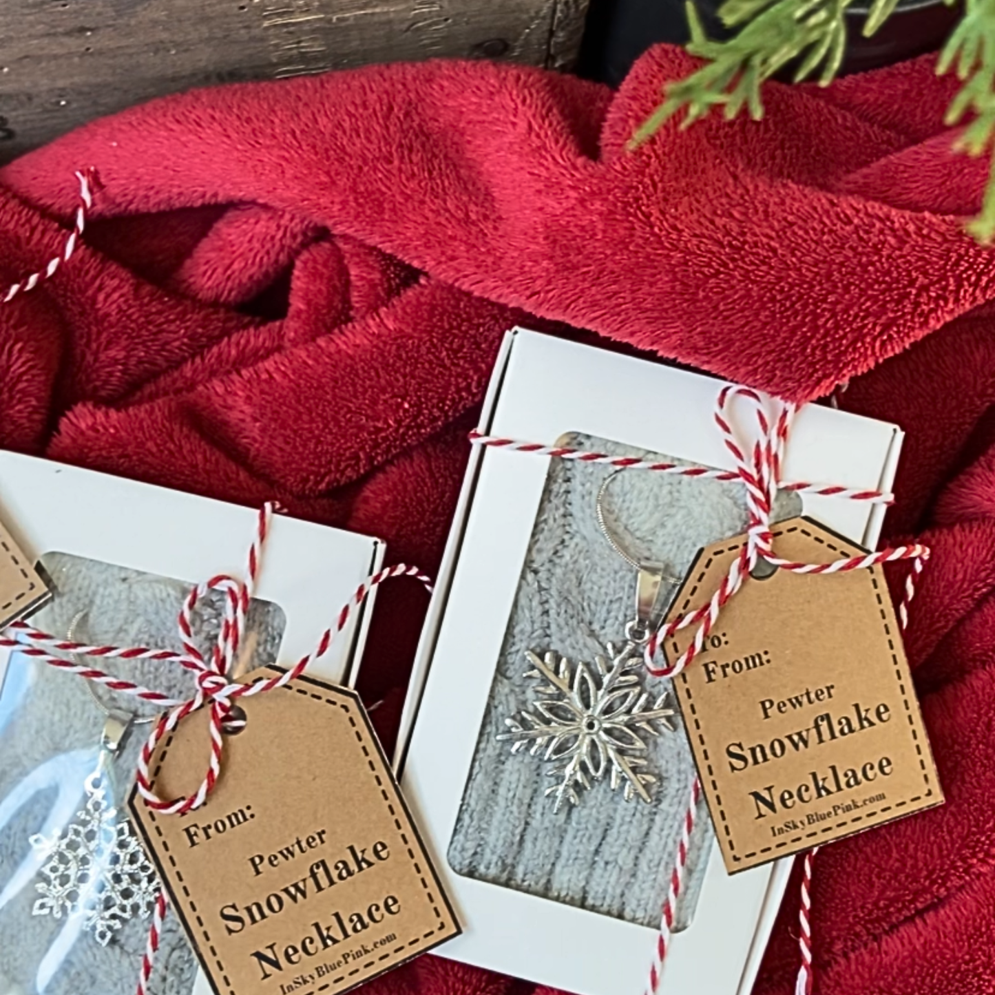 Small Pewter Snowflake Pendant w/ 26" Adjustable Rhodium Chain