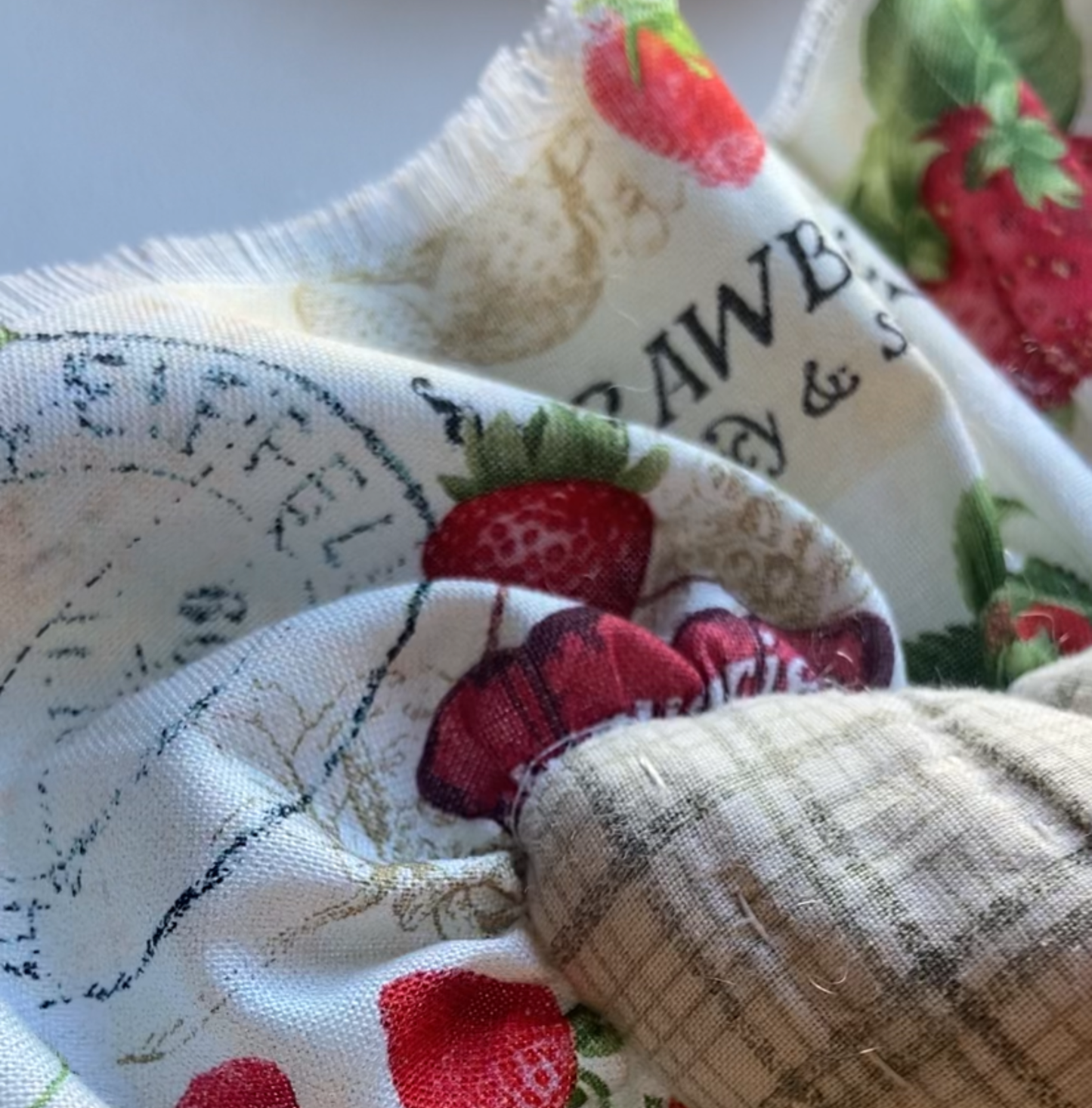 Vintage Strawberry Tapestry Pillow-One of a Kind Farmhouse Textile