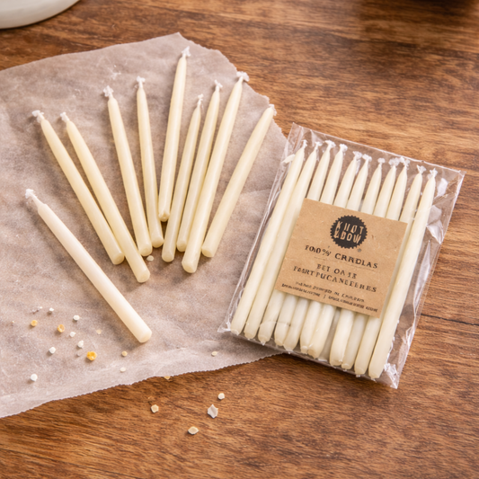 Hand-Dipped Beeswax Birthday Candles | White - Set of 12