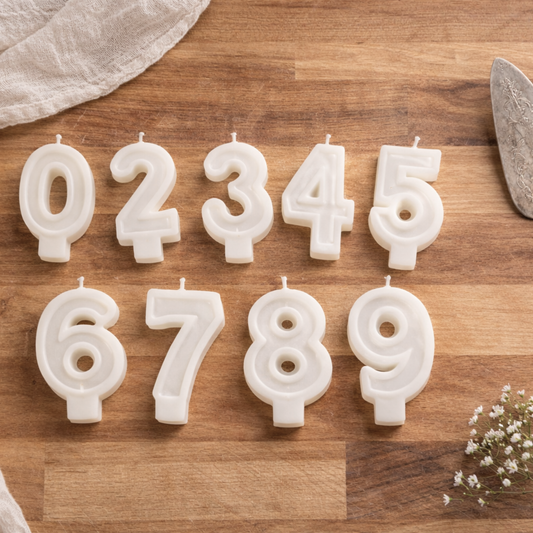Simple Birthday Number Candle Set (0–9) Organic Beeswax Reusable Candles