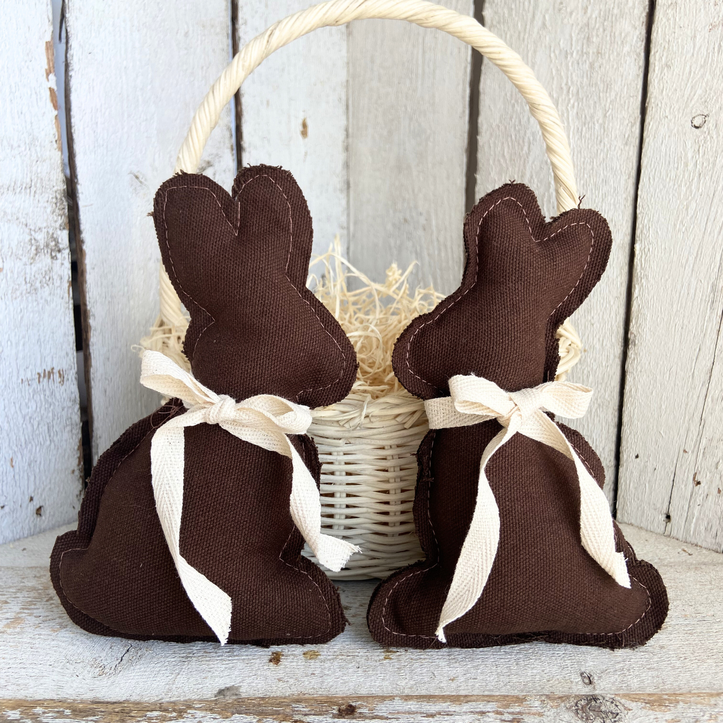 7”  Chocolate Bunnies – Old Fashioned Easter Candy Decor set of 2