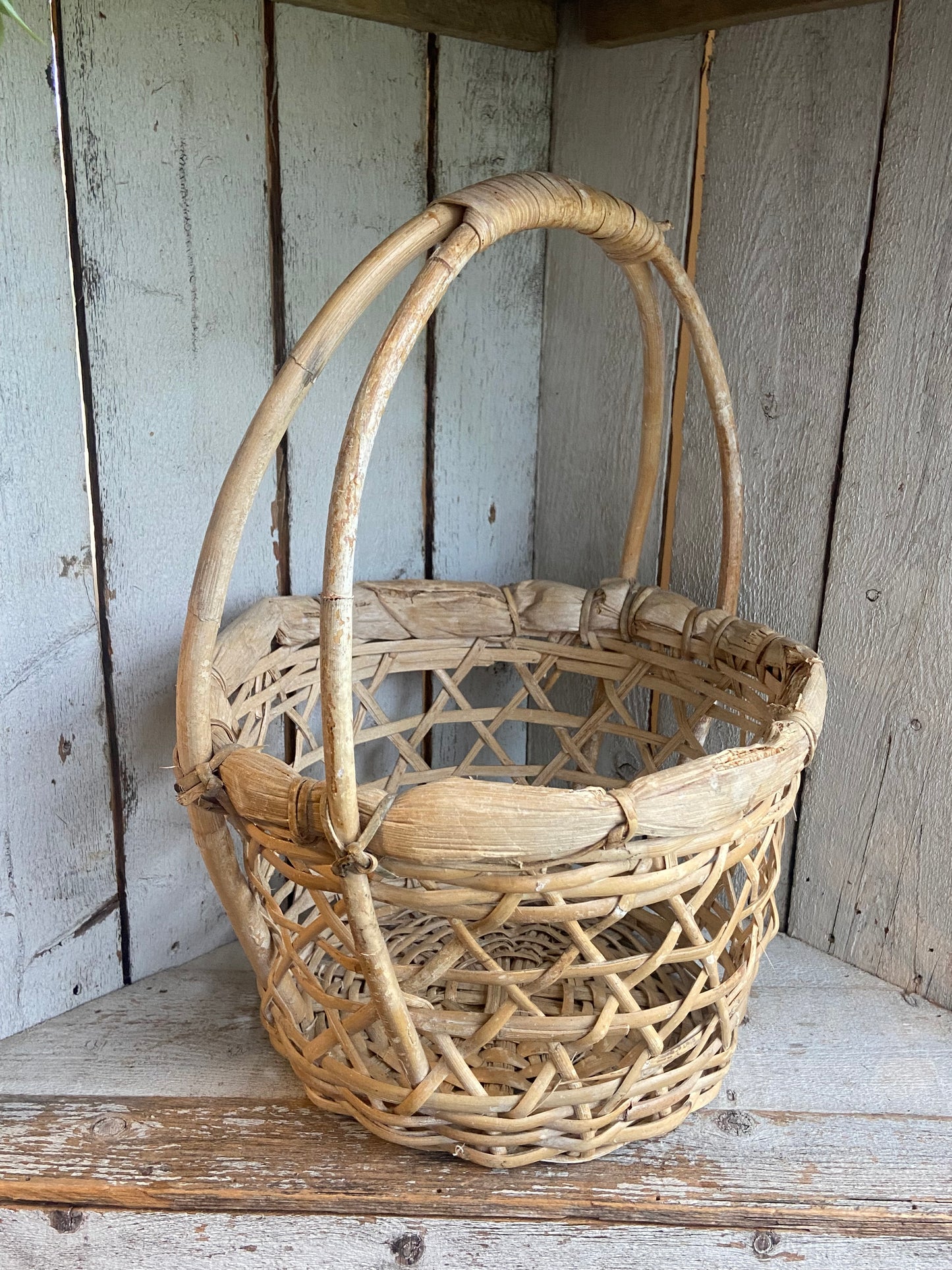 Vintage Corn Husk Basket