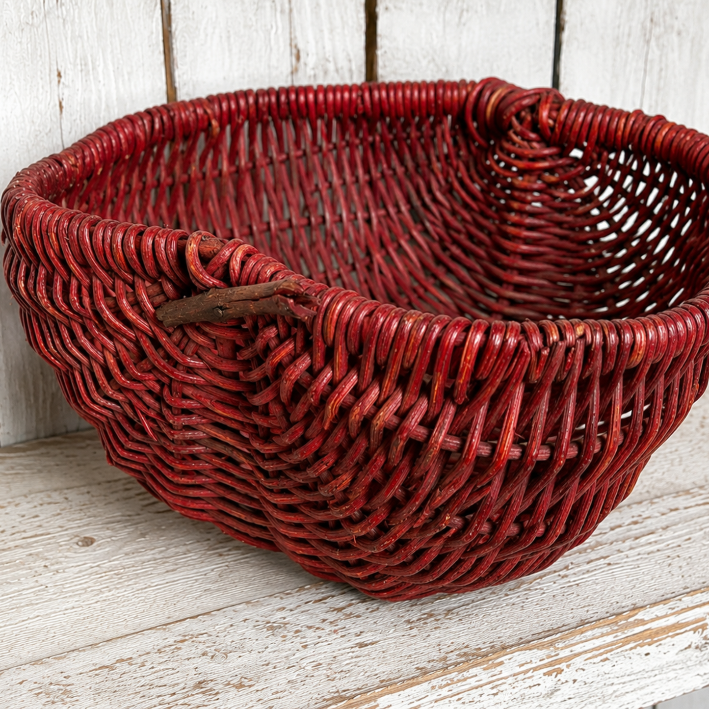 Vintage Red Apple-Shaped Basket