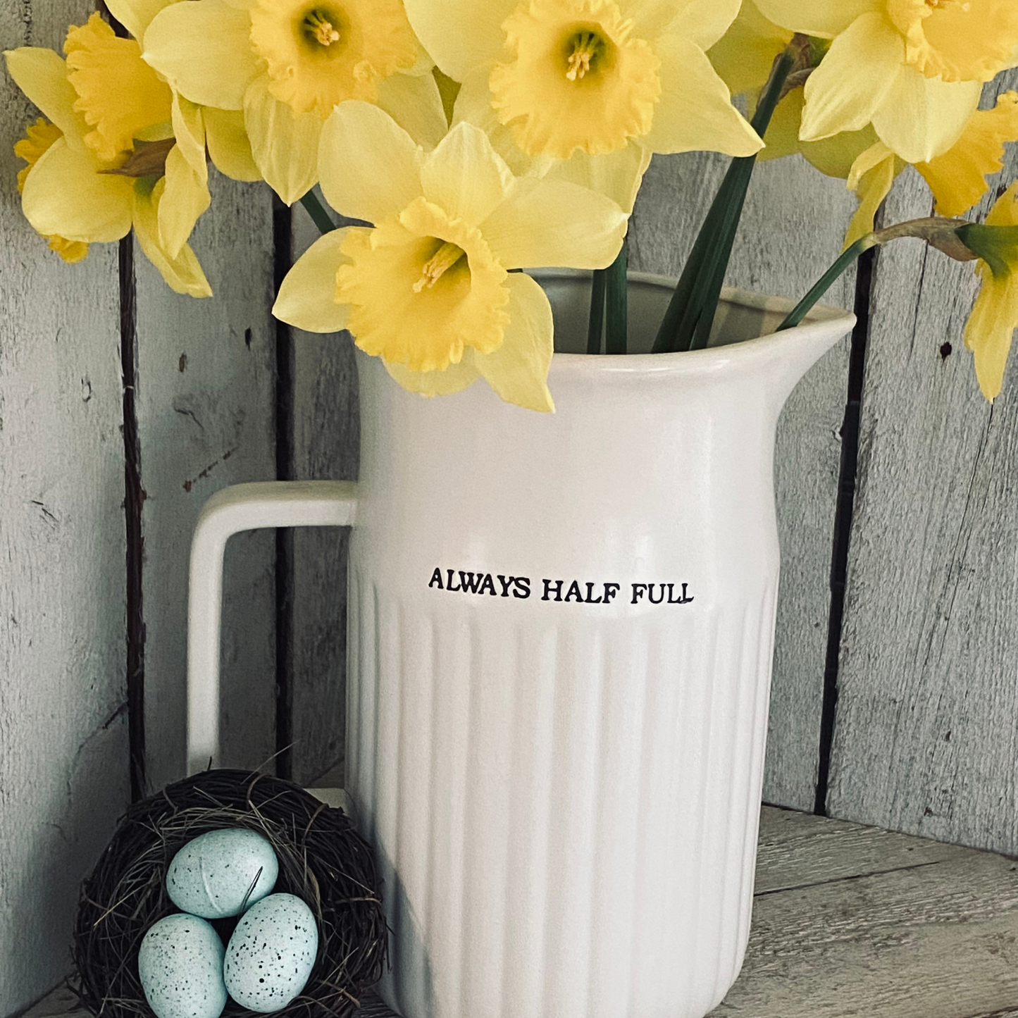 Always Half Full Spring Farmhouse Pitcher