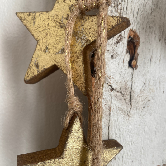 Gold Metallic Stars Garland on Jute Twine-6ft