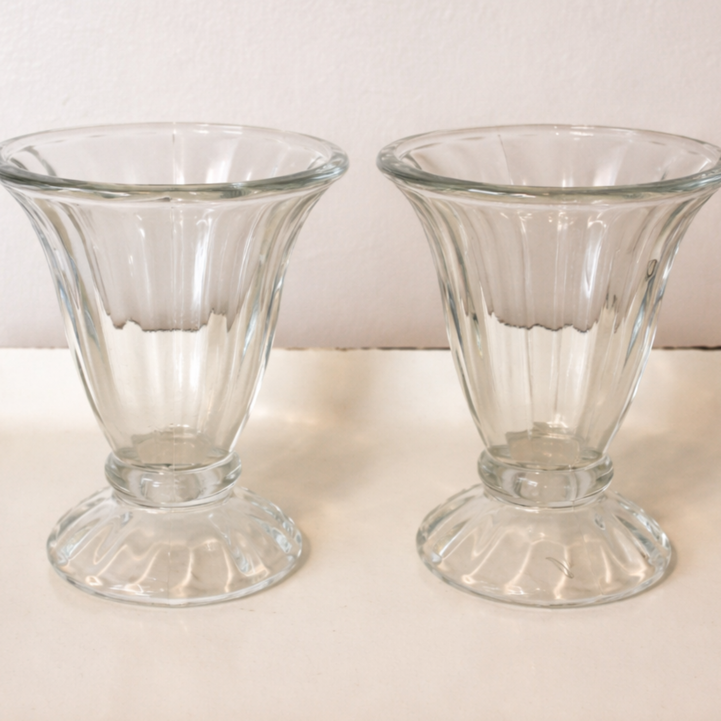 Vintage Glass Ice Cream Sundae Cups – Set of Two