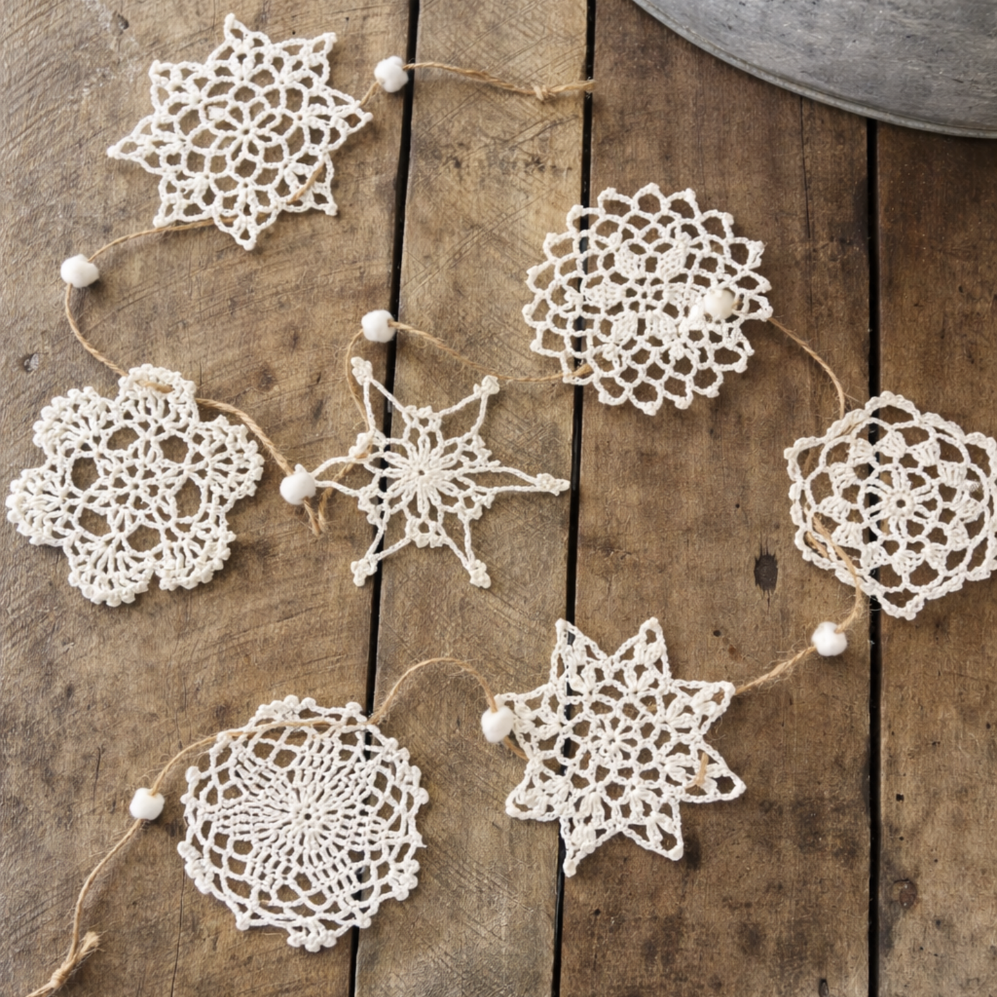 Vintage Crocheted Snowflake Garland-4ft