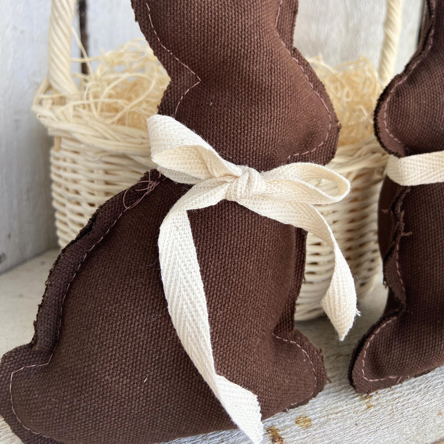 7”  Chocolate Bunnies – Old Fashioned Easter Candy Decor set of 2