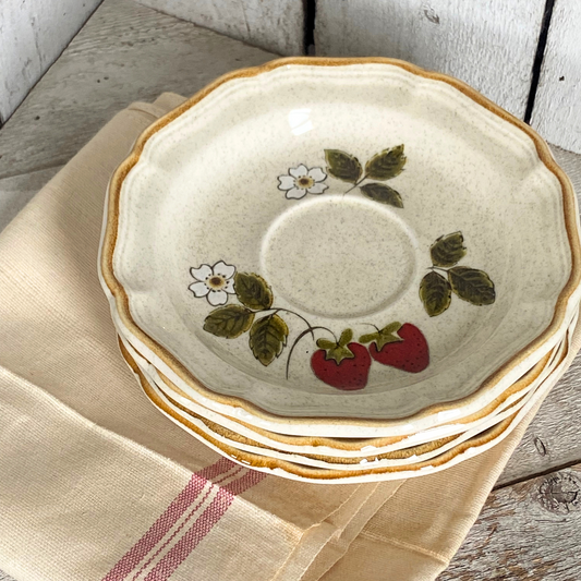 Small Vintage Strawberry Dessert Plates-set of 4