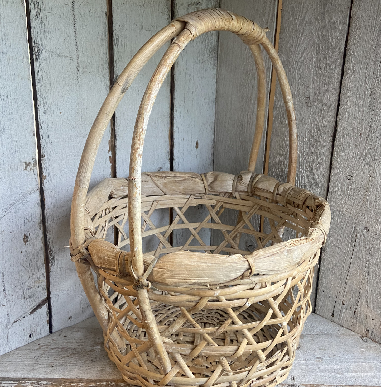 Vintage Corn Husk Basket