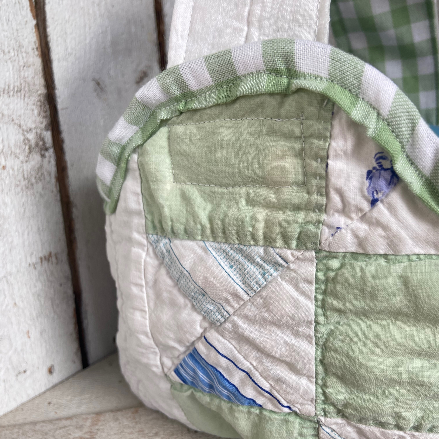 Blue & Green Quilted Easter Basket.