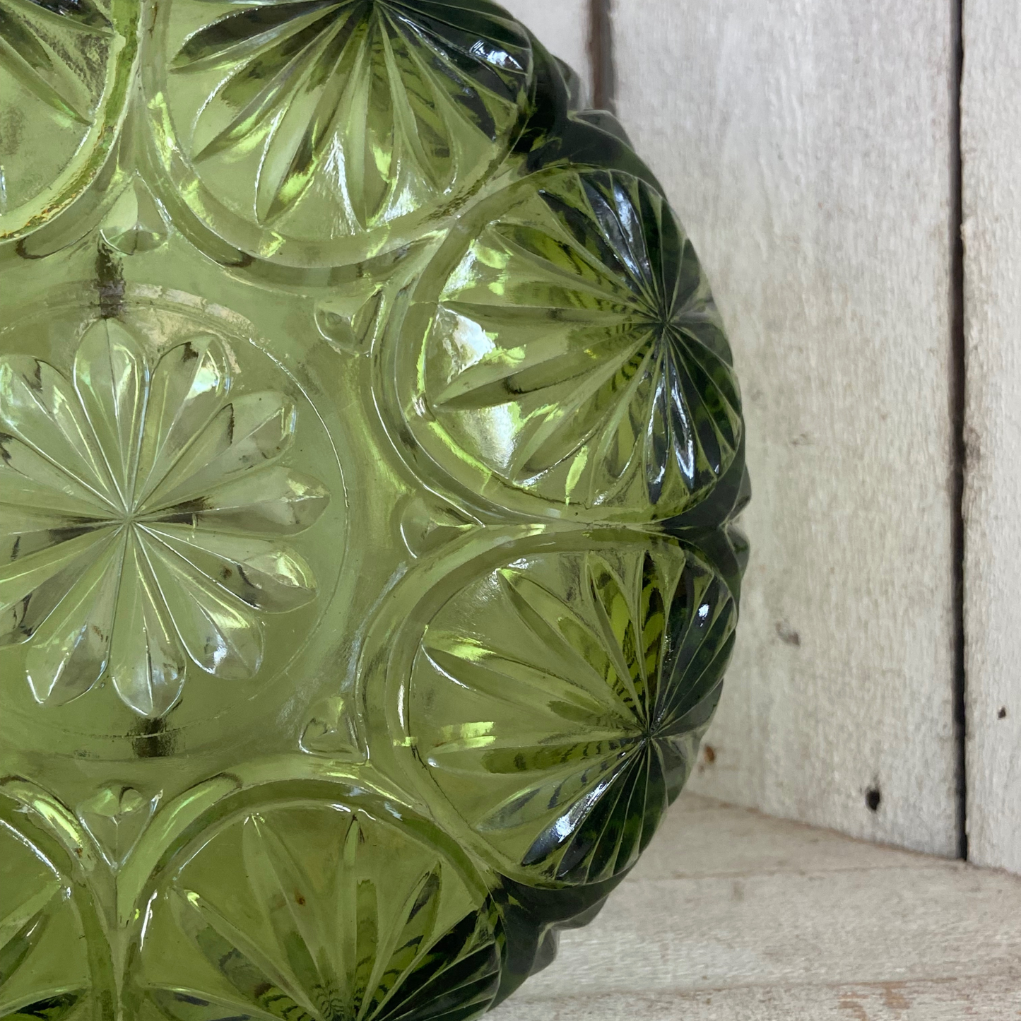 Green Vintage Glass Serving Bowl