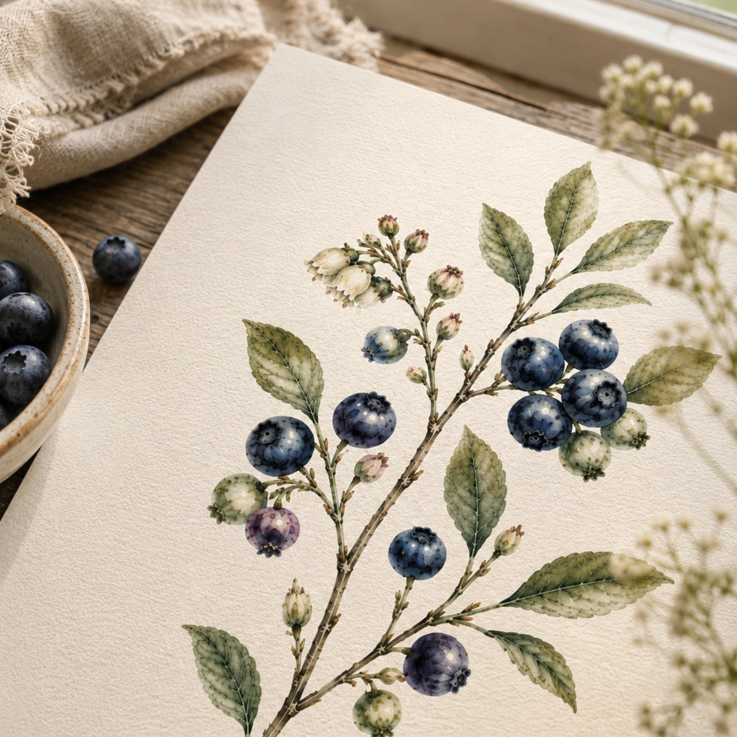 Wild Blueberries Botanical Print