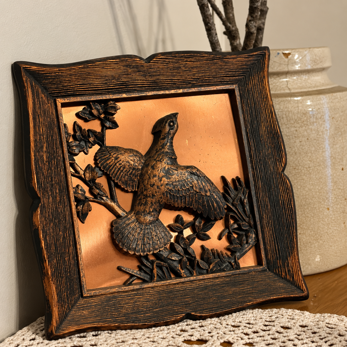 Vintage Copper Wild Game Framed Art-#1