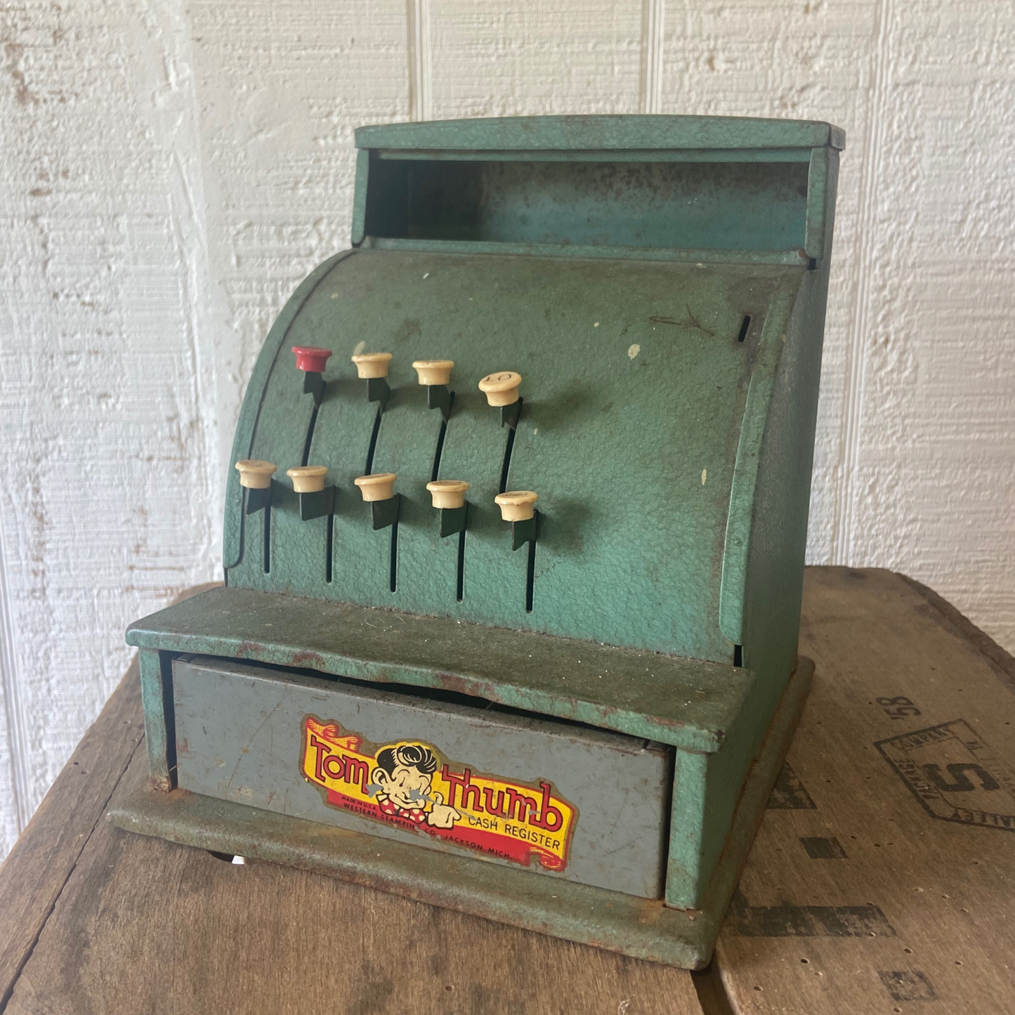 Tom Thumb Green Metal Children’s Cash Register-1950’s