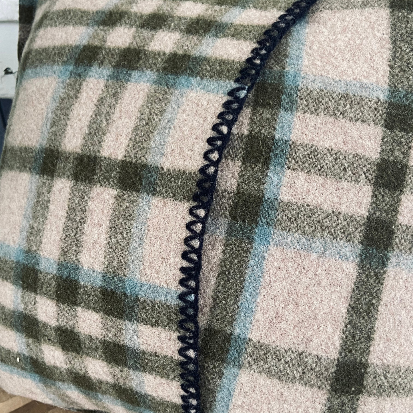 Crocheted Christmas Tree on Vintage Plaid-14” x 14”