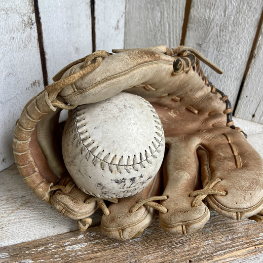 Vintage Baseball Glove & Ball