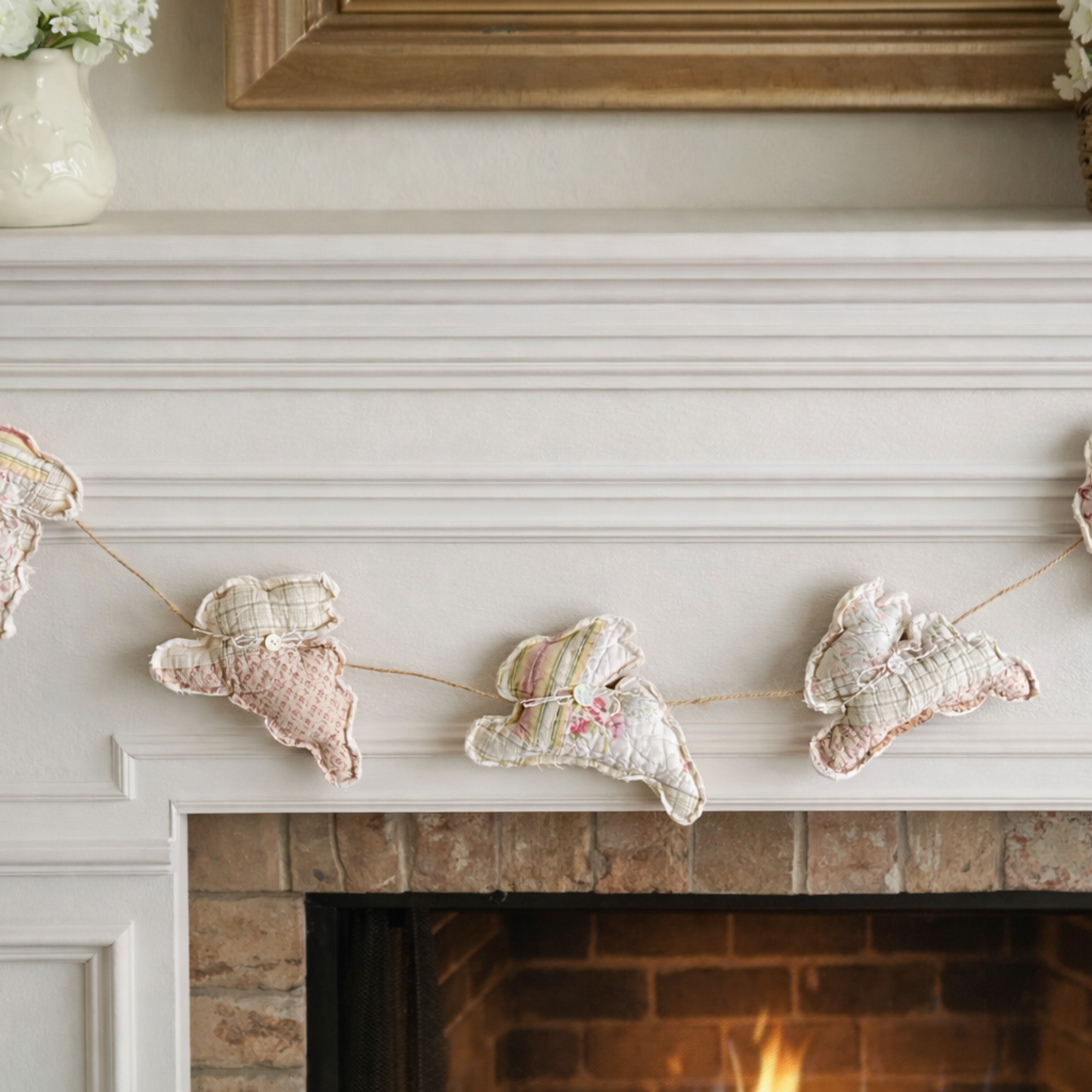 Quilted Bunny Garland Cottage Floral-4 ft