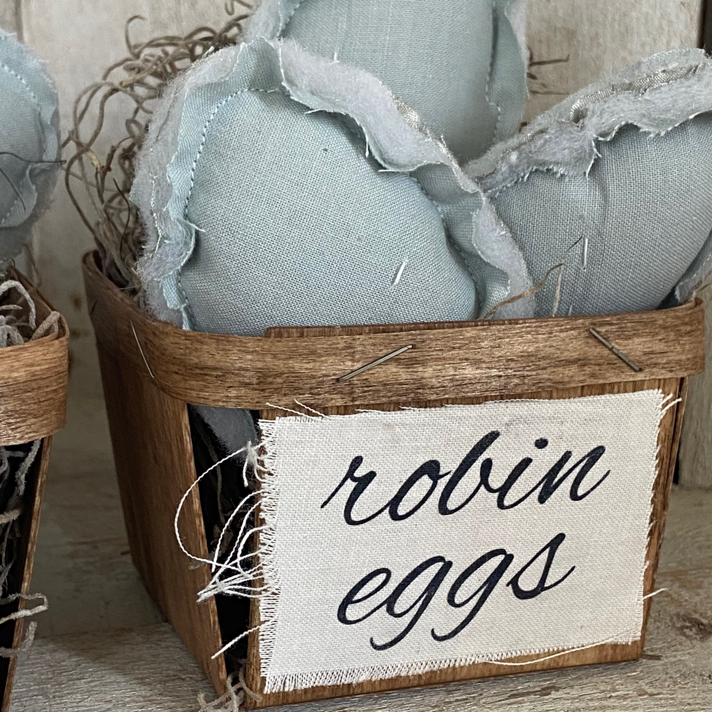Quilted Robin Eggs in Basket