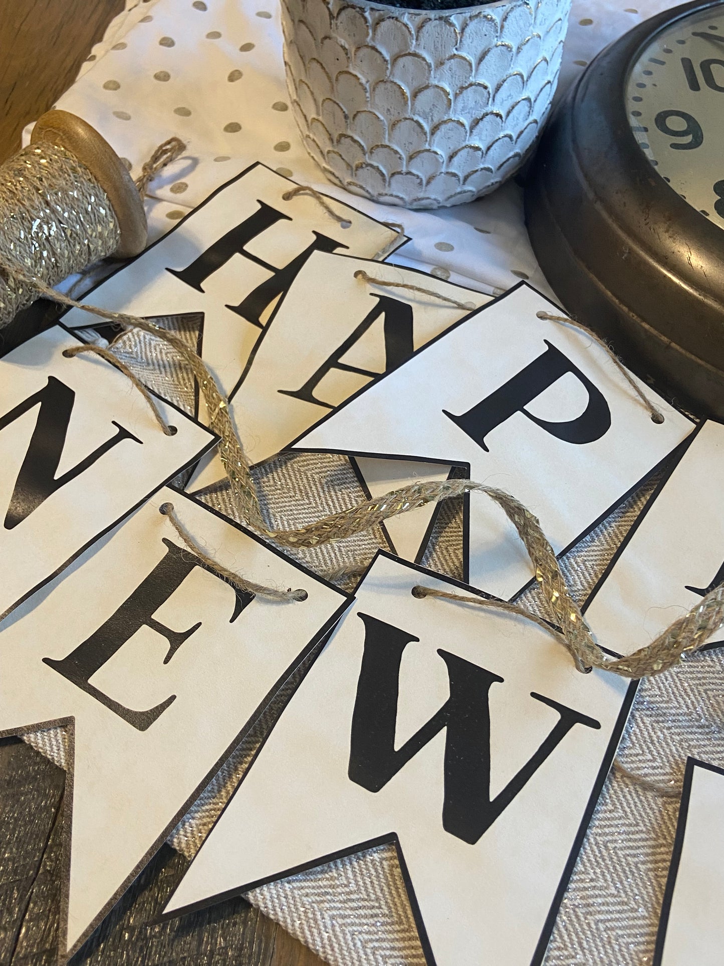 Happy New Year Vintage-Inspired Paper Pennant Banner Digital Download