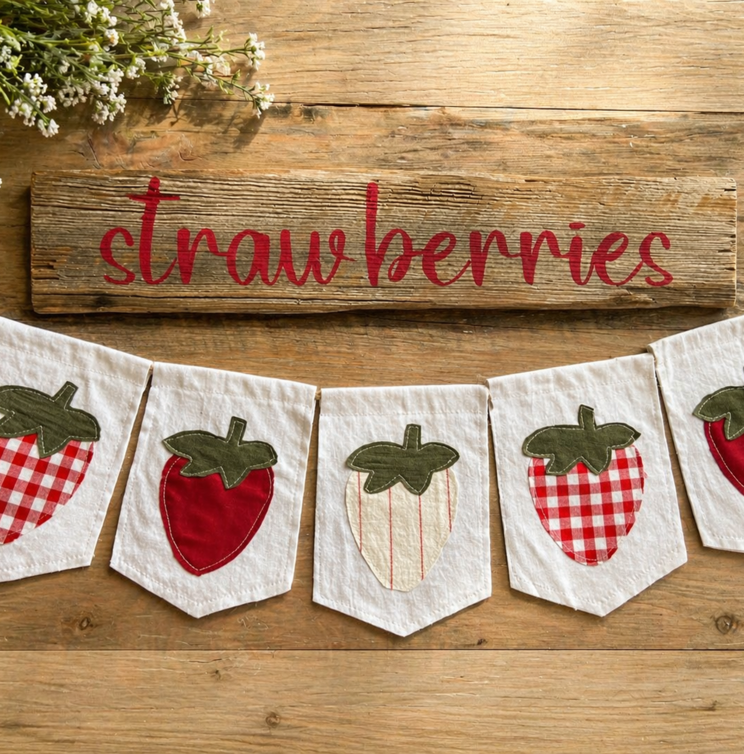 Strawberry Patch Pennant Banner