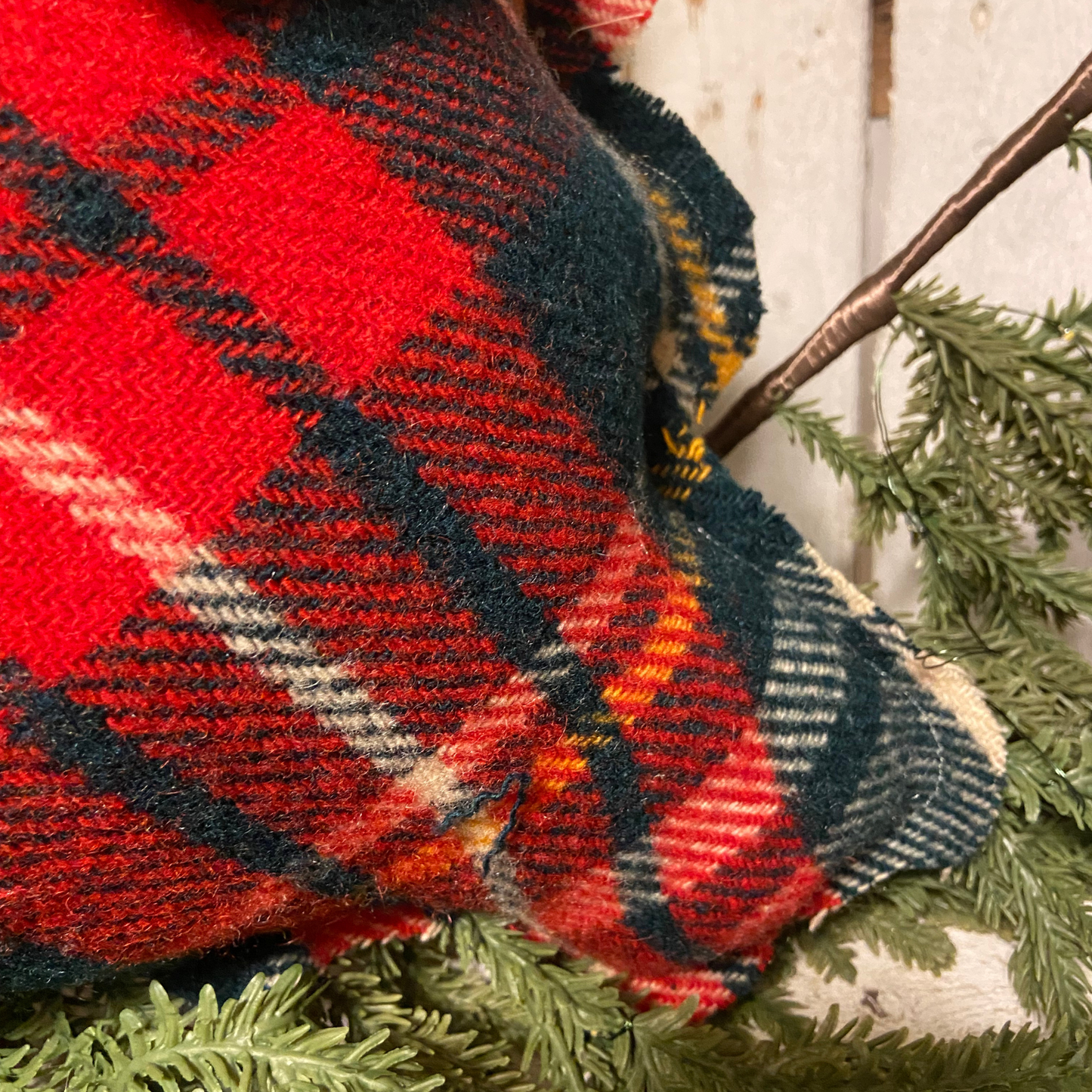 Vintage Wool Plaid Christmas Tree Pillows