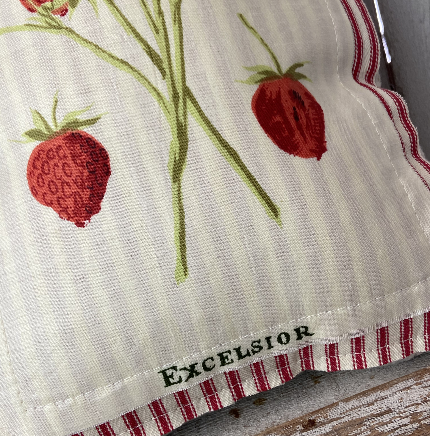 Vintage Strawberry Seed Packet Pillow – “Excelsior” – Handmade Farmhouse